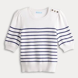 Draper James Button Shoulder Elbow Sleeve Pullover Sweater